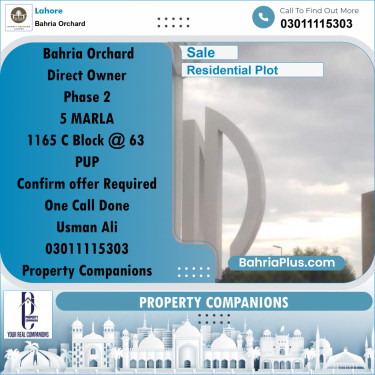 Residential Plot for Sale in Bahria Orchard, Lahore - (BP-187180)