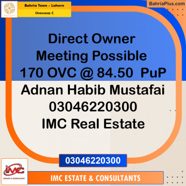Residential Plot for Sale in Overseas C -  Bahria Town, Lahore - (BP-187202)