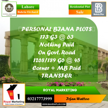 Residential Plot for Sale in Bahria Orchard, Lahore - (BP-187218)