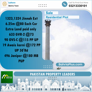 Residential Plot for Sale in Bahria Town, Lahore - (BP-187247)