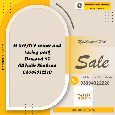 Residential Plot for Sale in Phase 2 - H Block -  Bahria Orchard, Lahore - (BP-187259)