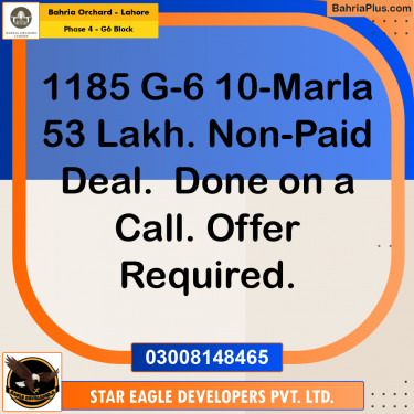 Residential Plot for Sale in Phase 4 - G6 Block -  Bahria Orchard, Lahore - (BP-187264)