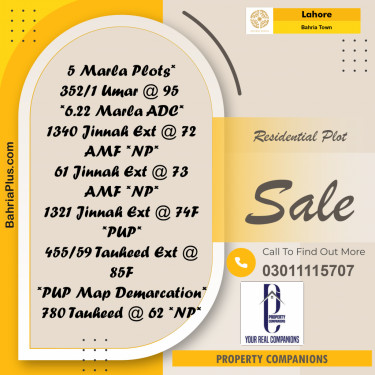 Residential Plot for Sale in Bahria Town, Lahore - (BP-187271)