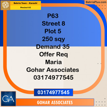 Residential Plot for Sale in Precinct 63 -  Bahria Town, Karachi - (BP-187361)
