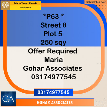 Residential Plot for Sale in Precinct 63 -  Bahria Town, Karachi - (BP-187420)