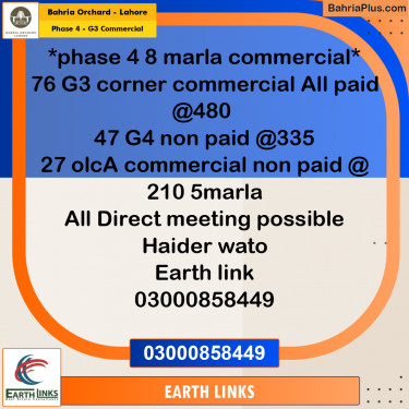 Commercial Plot for Sale in Phase 4 - G3 Commercial -  Bahria Orchard, Lahore - (BP-187442)