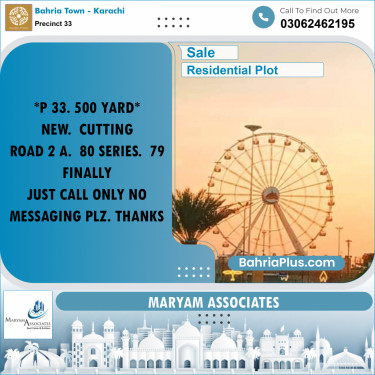Residential Plot for Sale in Precinct 33 -  Bahria Town, Karachi - (BP-187449)