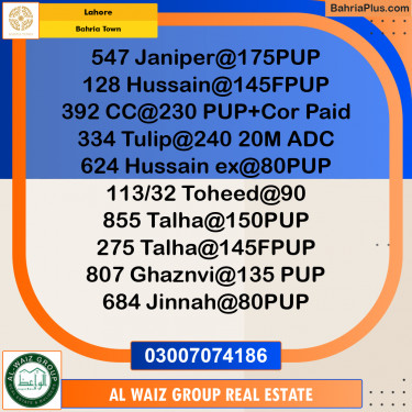 Residential Plot for Sale in Bahria Town, Lahore - (BP-187552)