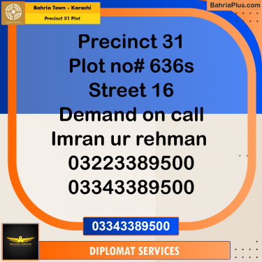 Residential Plot for Sale in Precinct 31 Plot -  Bahria Town, Karachi - (BP-187574)