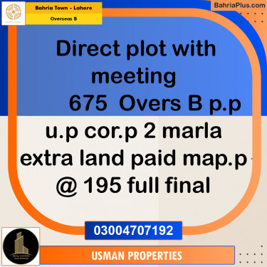 Residential Plot for Sale in Overseas B -  Bahria Town, Lahore - (BP-187672)