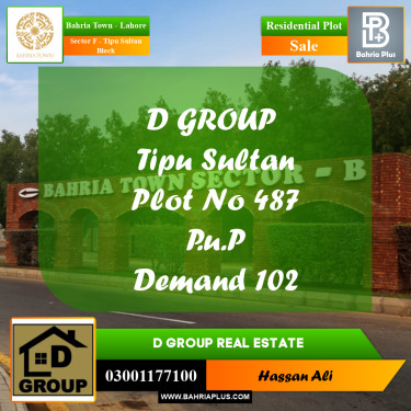 Residential Plot for Sale in Sector F - Tipu Sultan Block -  Bahria Town, Lahore - (BP-187695)