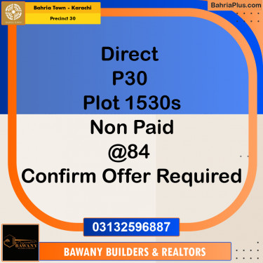 250 Sq. Yards Residential Plot for Sale in Precinct 30 -  Bahria Town, Karachi - (BP-187711)