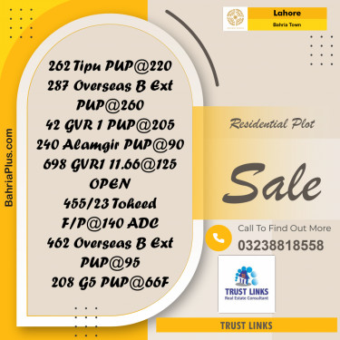 Residential Plot for Sale in Bahria Town, Lahore - (BP-187723)