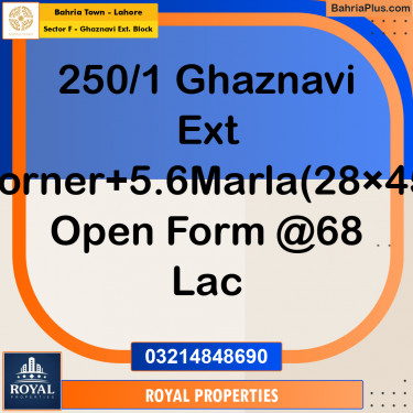 Residential Plot for Sale in Sector F - Ghaznavi Ext. Block -  Bahria Town, Lahore - (BP-187753)