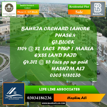 Residential Plot for Sale in Phase 4 - G5 Block -  Bahria Orchard, Lahore - (BP-187754)