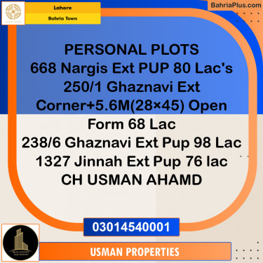 Residential Plot for Sale in Bahria Town, Lahore - (BP-187761)