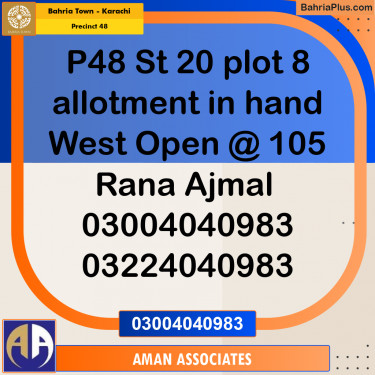 Residential Plot for Sale in Precinct 48 -  Bahria Town, Karachi - (BP-187777)