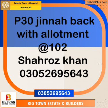 250 Sq. Yards Residential Plot for Sale in Precinct 30 -  Bahria Town, Karachi - (BP-187778)