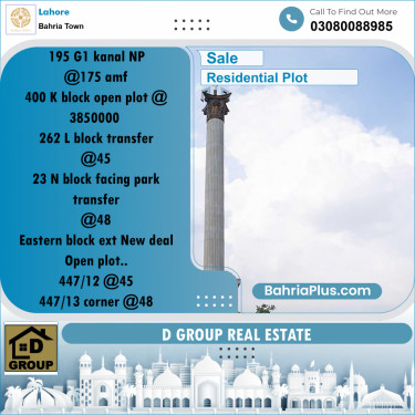 Residential Plot for Sale in Bahria Town, Lahore - (BP-187807)