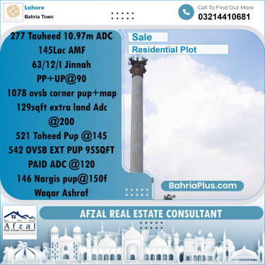 Residential Plot for Sale in Bahria Town, Lahore - (BP-187904)