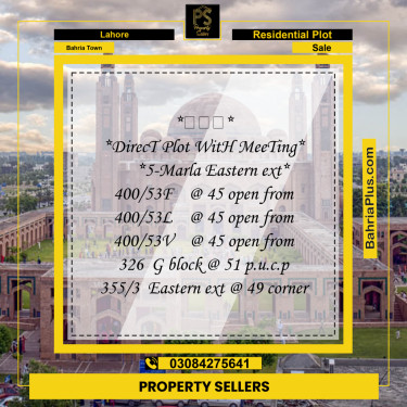 Residential Plot for Sale in Bahria Town, Lahore - (BP-187938)