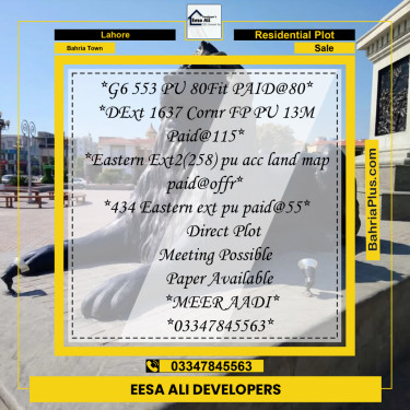 Residential Plot for Sale in Bahria Town, Lahore - (BP-187973)