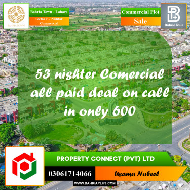 Commercial Plot for Sale in Sector E - Nishtar Commercial -  Bahria Town, Lahore - (BP-187982)