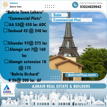 Commercial Plot for Sale in Bahria Town, Lahore - (BP-188049)