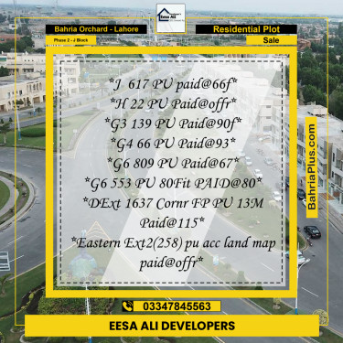 Residential Plot for Sale in Phase 2 - J Block -  Bahria Orchard, Lahore - (BP-188085)