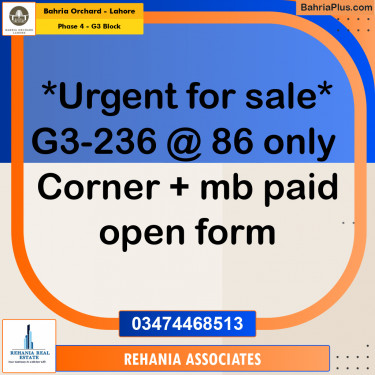 Residential Plot for Sale in Phase 4 - G3 Block -  Bahria Orchard, Lahore - (BP-188092)