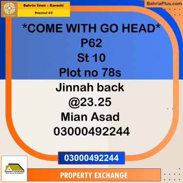 Residential Plot for Sale in Precinct 62 -  Bahria Town, Karachi - (BP-188093)