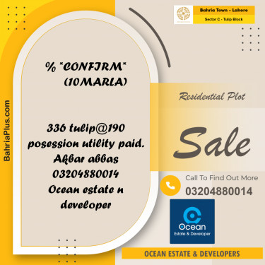 Residential Plot for Sale in Sector C - Tulip Block -  Bahria Town, Lahore - (BP-188102)