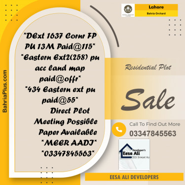 Residential Plot for Sale in Bahria Orchard, Lahore - (BP-188110)