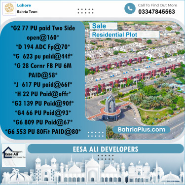 Residential Plot for Sale in Bahria Town, Lahore - (BP-188156)