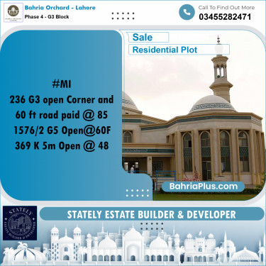 Residential Plot for Sale in Phase 4 - G3 Block -  Bahria Orchard, Lahore - (BP-188172)
