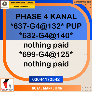 Residential Plot for Sale in Phase 4 - G4 Block -  Bahria Orchard, Lahore - (BP-188177)