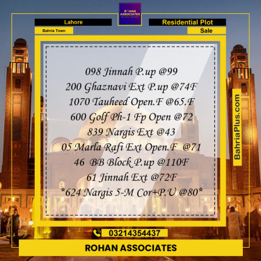 Residential Plot for Sale in Bahria Town, Lahore - (BP-188187)