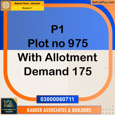 250 Sq. Yards Residential Plot for Sale in Precinct 1 -  Bahria Town, Karachi - (BP-188236)