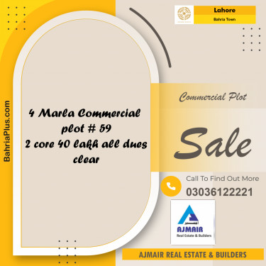 Commercial Plot for Sale in Bahria Town, Lahore - (BP-188293)