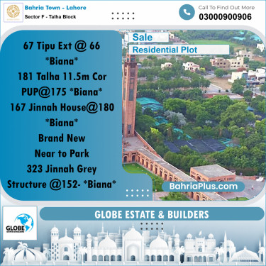 Residential Plot for Sale in Sector F - Talha Block -  Bahria Town, Lahore - (BP-188295)