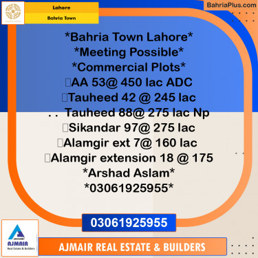 Commercial Plot for Sale in Bahria Town, Lahore - (BP-188352)