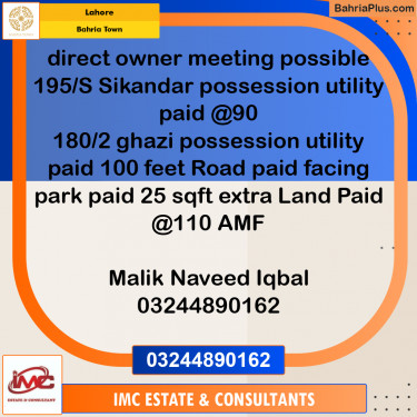 Residential Plot for Sale in Bahria Town, Lahore - (BP-188408)