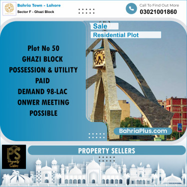 Residential Plot for Sale in Sector F - Ghazi Block -  Bahria Town, Lahore - (BP-188430)
