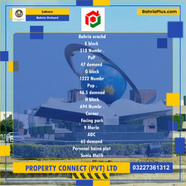 Residential Plot for Sale in Bahria Orchard, Lahore - (BP-188436)
