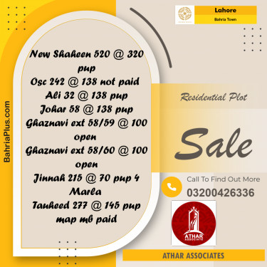 Residential Plot for Sale in Bahria Town, Lahore - (BP-188496)