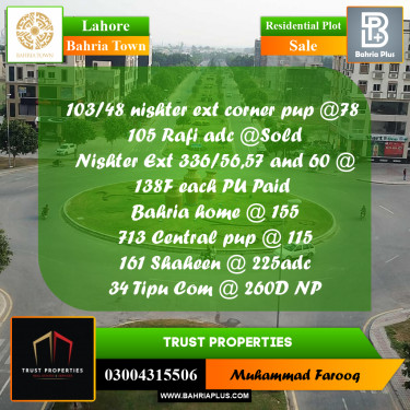 Residential Plot for Sale in Bahria Town, Lahore - (BP-188502)