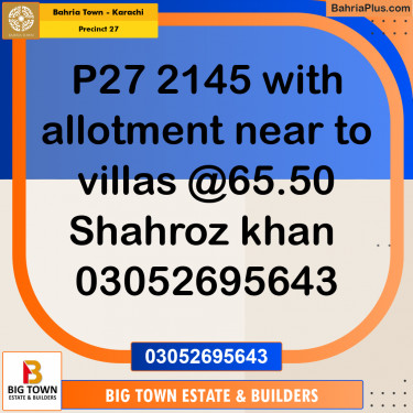Residential Plot for Sale in Precinct 27 -  Bahria Town, Karachi - (BP-188506)