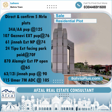 Residential Plot for Sale in Bahria Town, Lahore - (BP-188511)