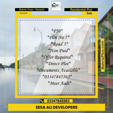 Residential Plot for Sale in Precinct 50 -  Bahria Town, Karachi - (BP-188523)