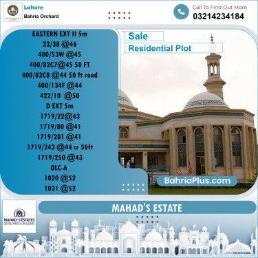 Residential Plot for Sale in Bahria Orchard, Lahore - (BP-188538)